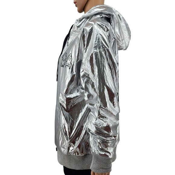 Jeremy Scott Spoiled Child Reversible Silver & Mint Hooded Jacket, Women's Small - Picture 3 of 12